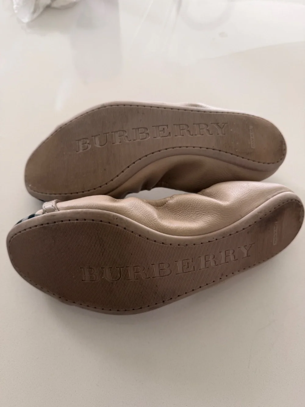 Burberry Nova Check Pattern Leather Ballet Flats in Nude, Women's IT 38 - Picture 4 of 5